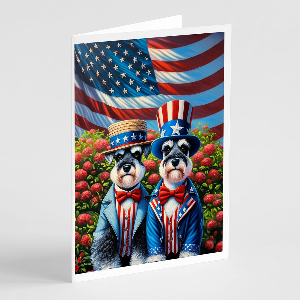 All American Schnauzer Greeting Cards Pack of 8 Blank Cards with Envelopes Whimsical A7 Size 5x7