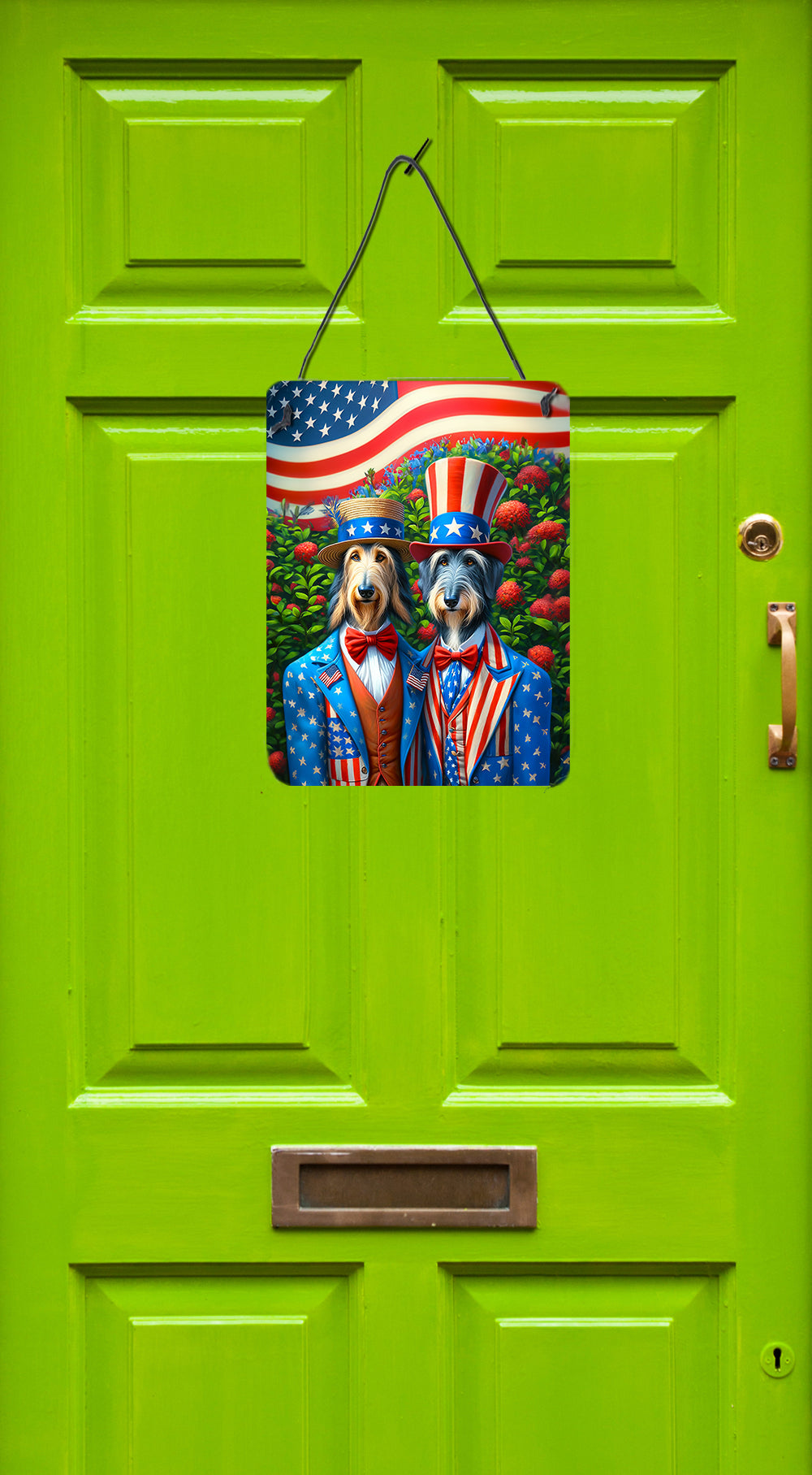 All American Scottish Deerhound Wall or Door Hanging Prints Aluminum Metal Sign Kitchen Wall Bar Bathroom Plaque Home Decor Front Door Plaque, 12x16, Multicolor