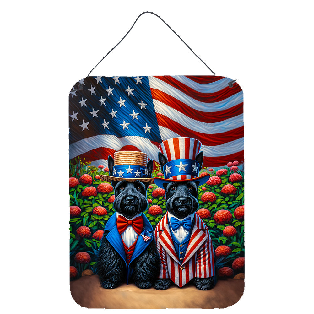 All American Scottish Terrier Wall or Door Hanging Prints Aluminum Metal Sign Kitchen Wall Bar Bathroom Plaque Home Decor Front Door Plaque, 12x16, Multicolor