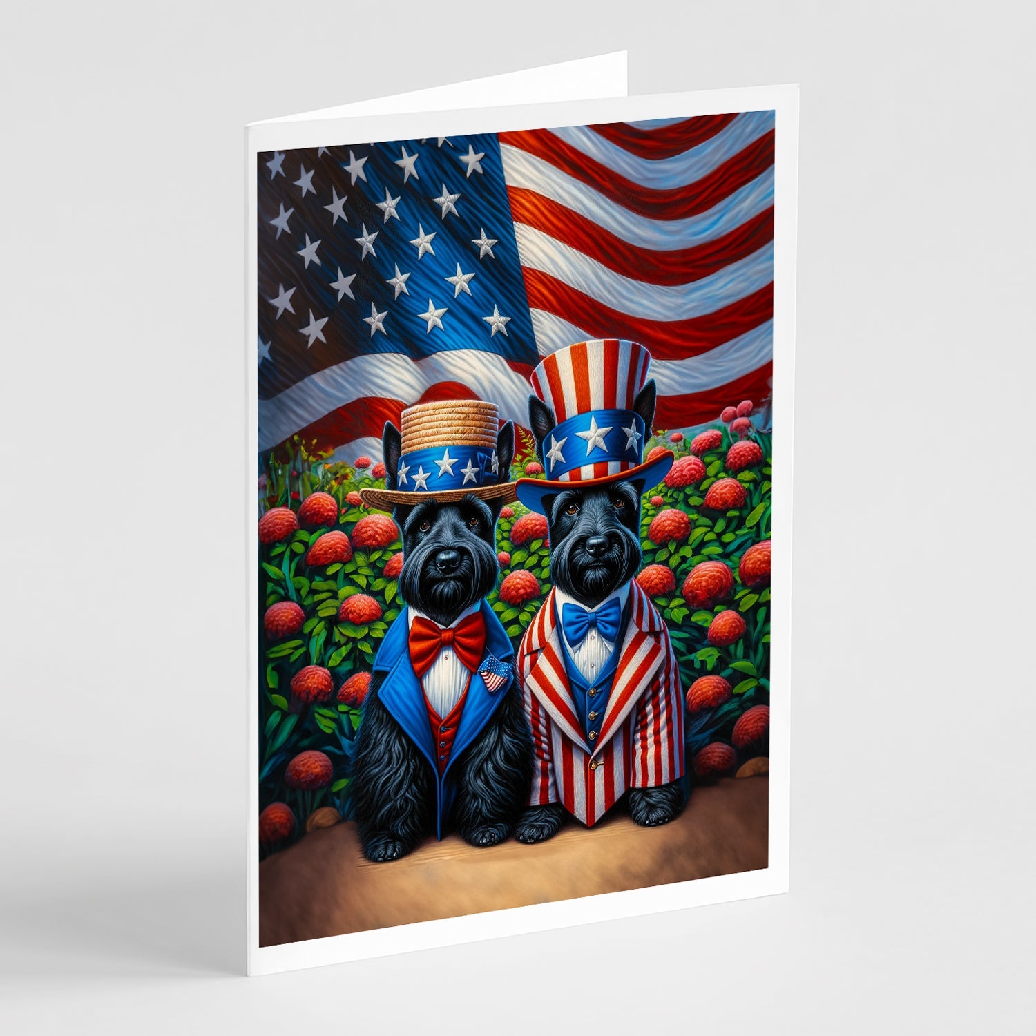 All American Scottish Terrier Greeting Cards Pack of 8 Blank Cards with Envelopes Whimsical A7 Size 5x7