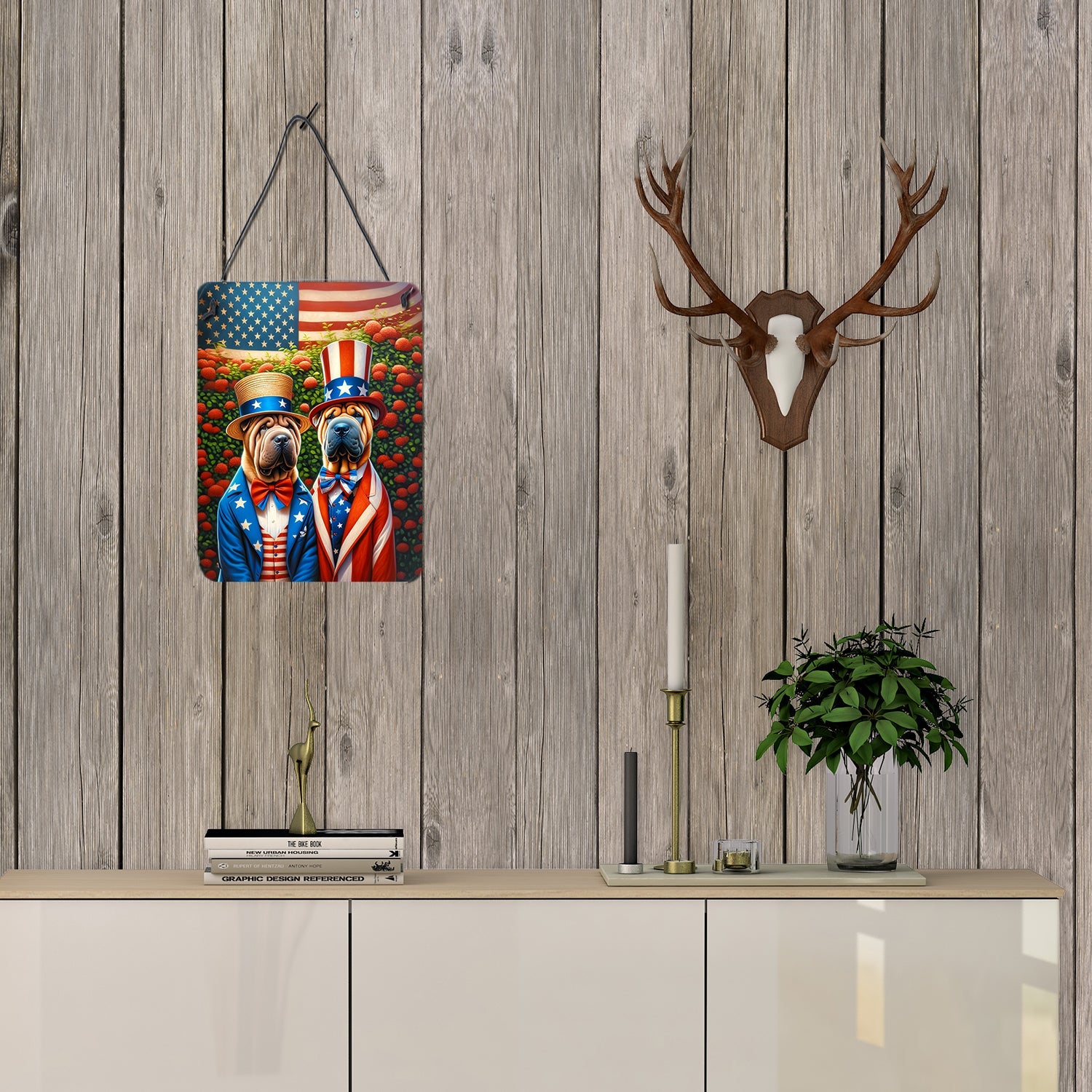 All American Shar Pei Wall or Door Hanging Prints Aluminum Metal Sign Kitchen Wall Bar Bathroom Plaque Home Decor Front Door Plaque, 12x16, Multicolor