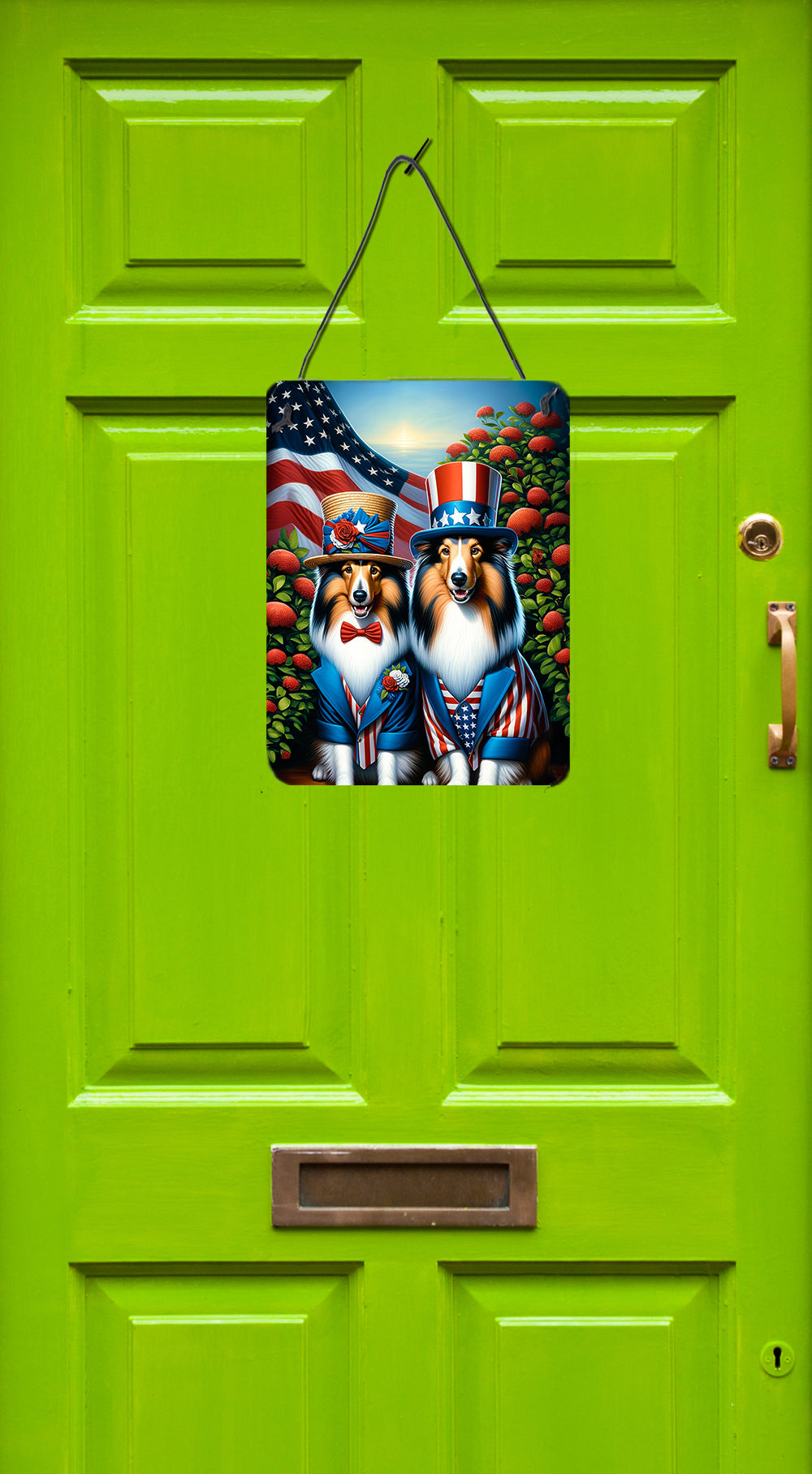 All American Sheltie Wall or Door Hanging Prints Aluminum Metal Sign Kitchen Wall Bar Bathroom Plaque Home Decor Front Door Plaque, 12x16, Multicolor