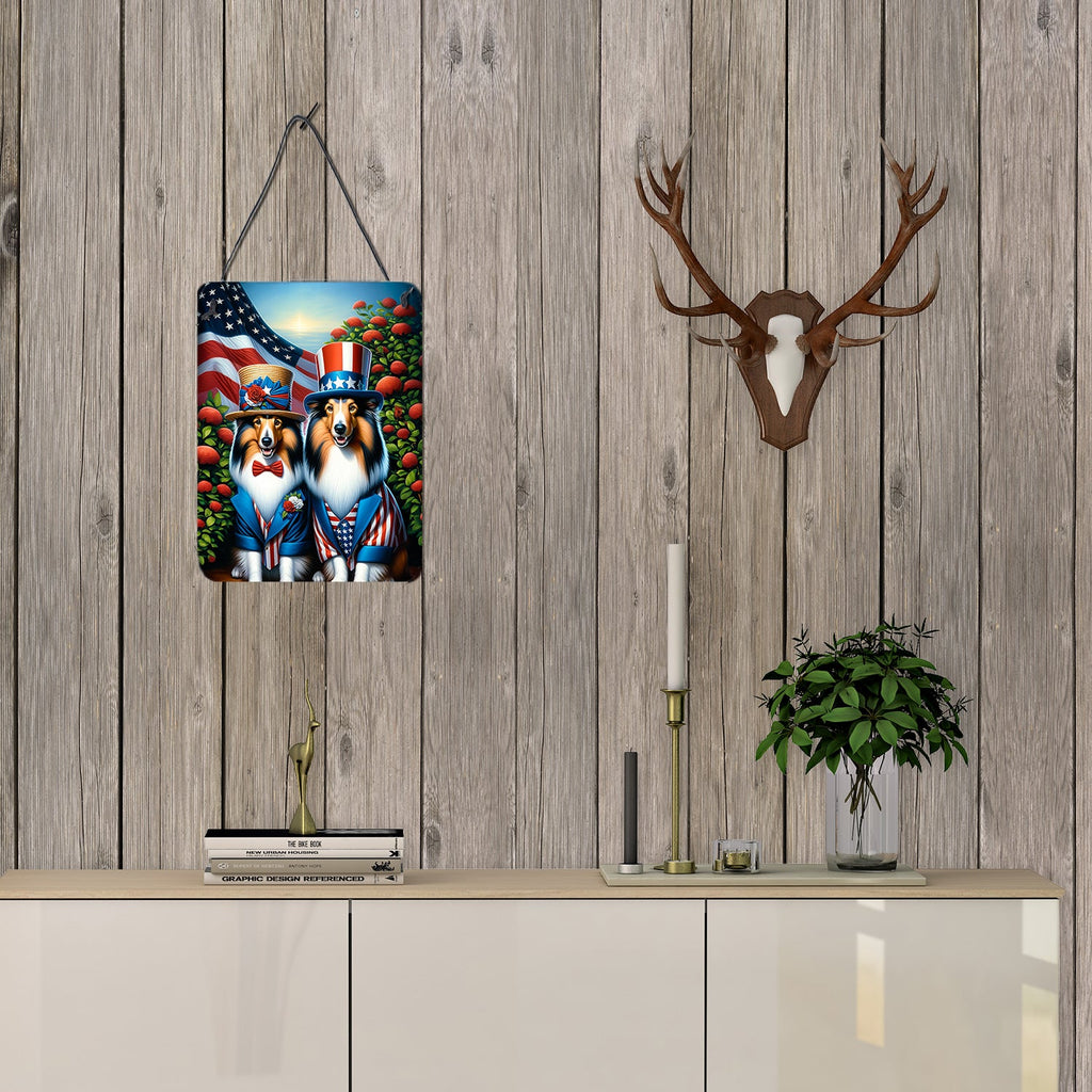 All American Sheltie Wall or Door Hanging Prints Aluminum Metal Sign Kitchen Wall Bar Bathroom Plaque Home Decor Front Door Plaque, 12x16, Multicolor