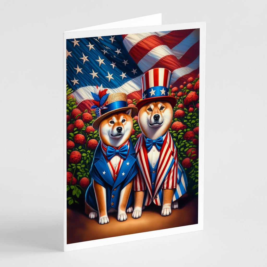All American Shiba Inu Greeting Cards Pack of 8 Blank Cards with Envelopes Whimsical A7 Size 5x7