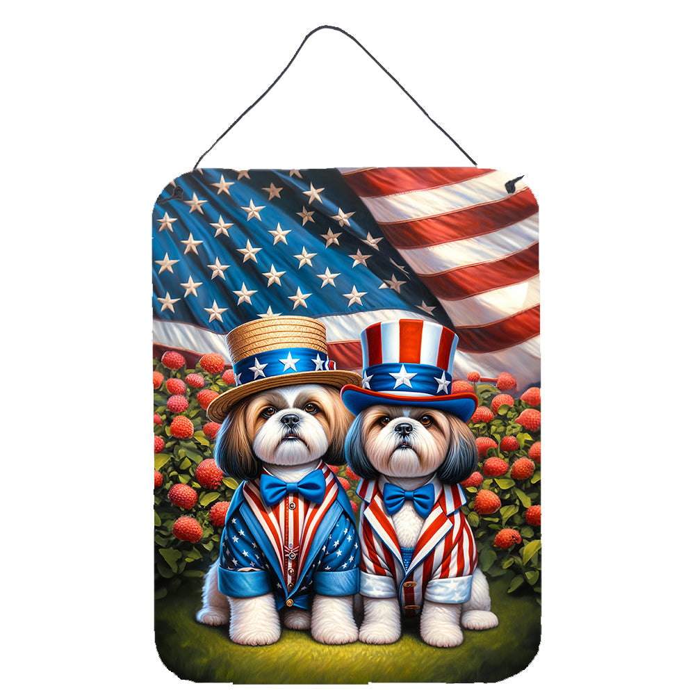 All American Shih Tzu Wall or Door Hanging Prints Aluminum Metal Sign Kitchen Wall Bar Bathroom Plaque Home Decor Front Door Plaque, 12x16, Multicolor