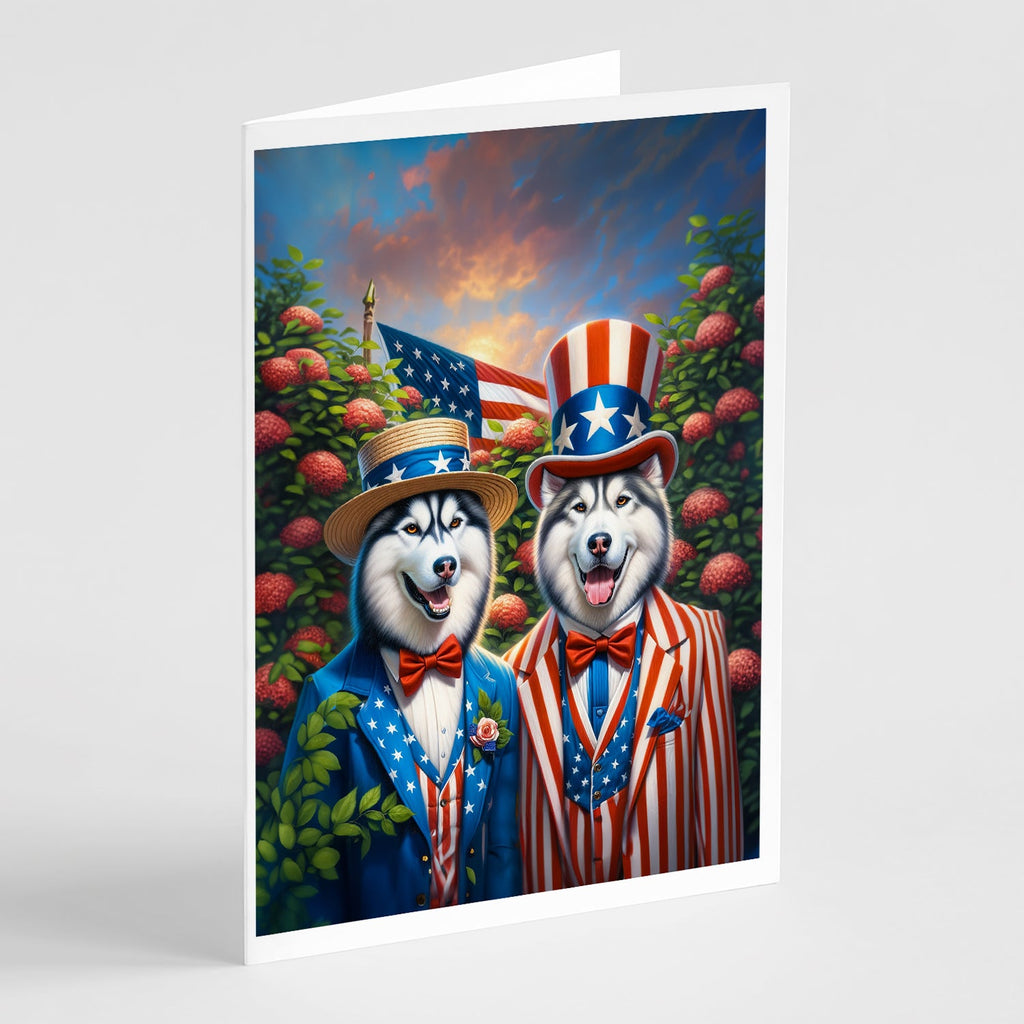 All American Siberian Husky Greeting Cards Pack of 8 Blank Cards with Envelopes Whimsical A7 Size 5x7