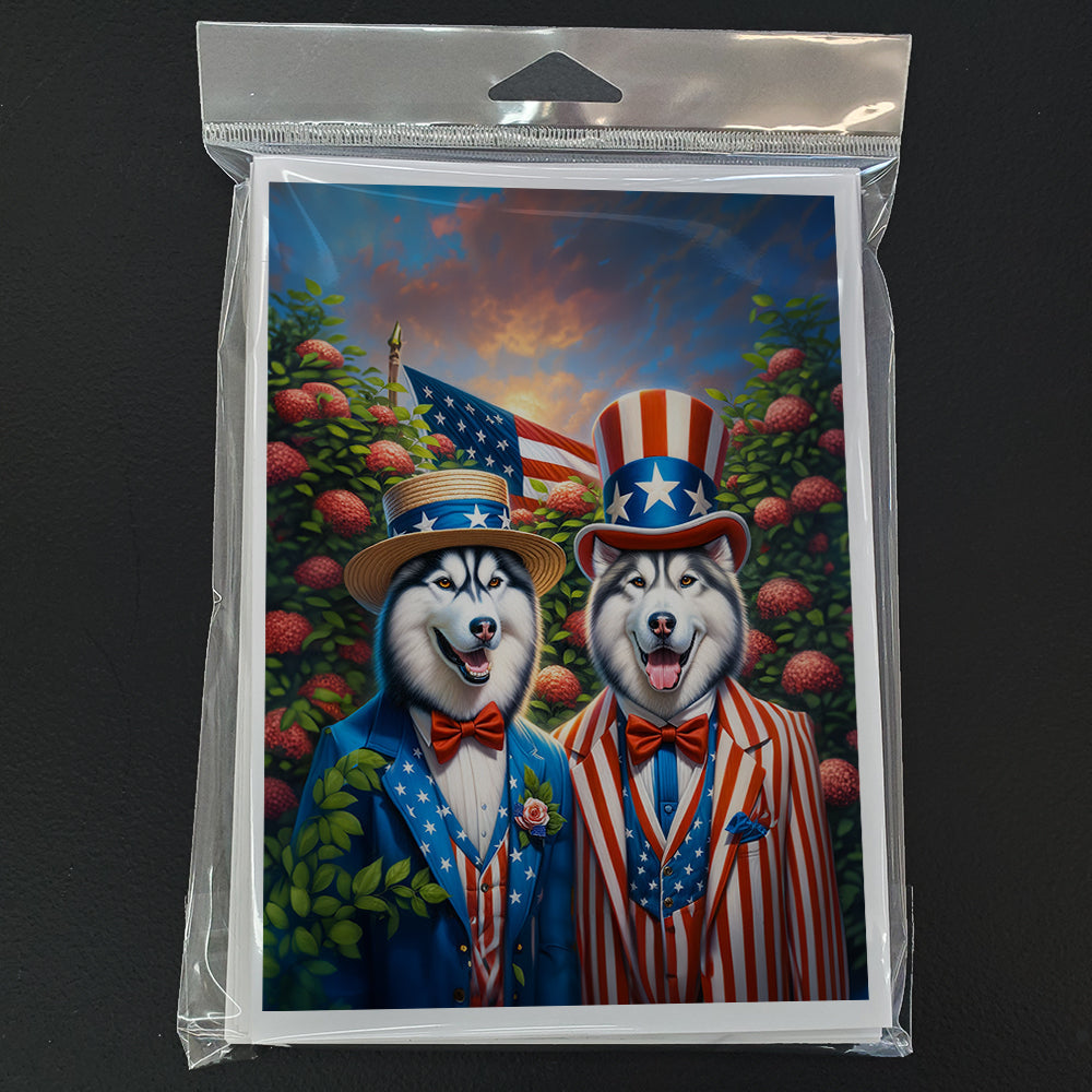 All American Siberian Husky Greeting Cards Pack of 8 Blank Cards with Envelopes Whimsical A7 Size 5x7
