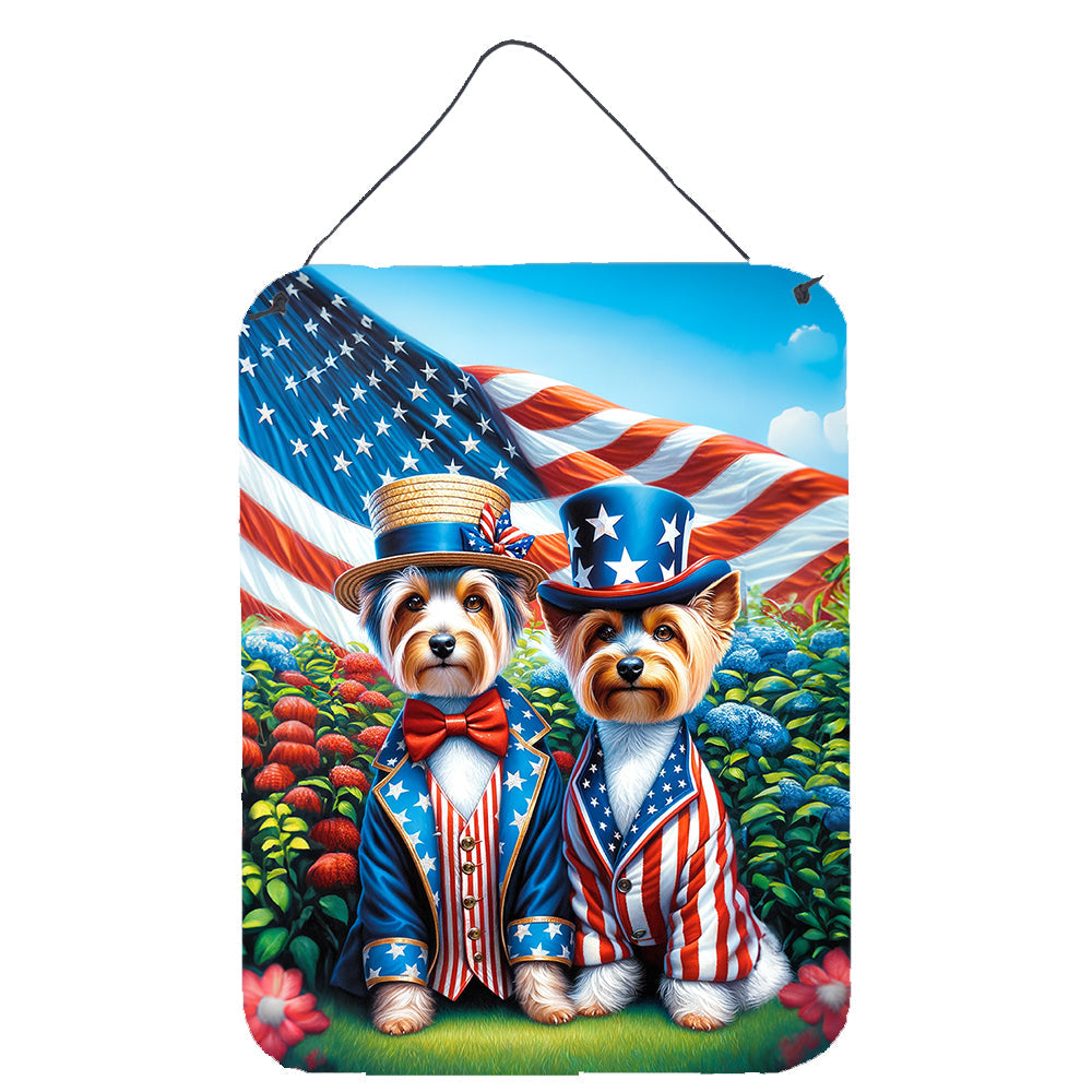 All American Silky Terrier Wall or Door Hanging Prints Aluminum Metal Sign Kitchen Wall Bar Bathroom Plaque Home Decor Front Door Plaque, 12x16, Multicolor