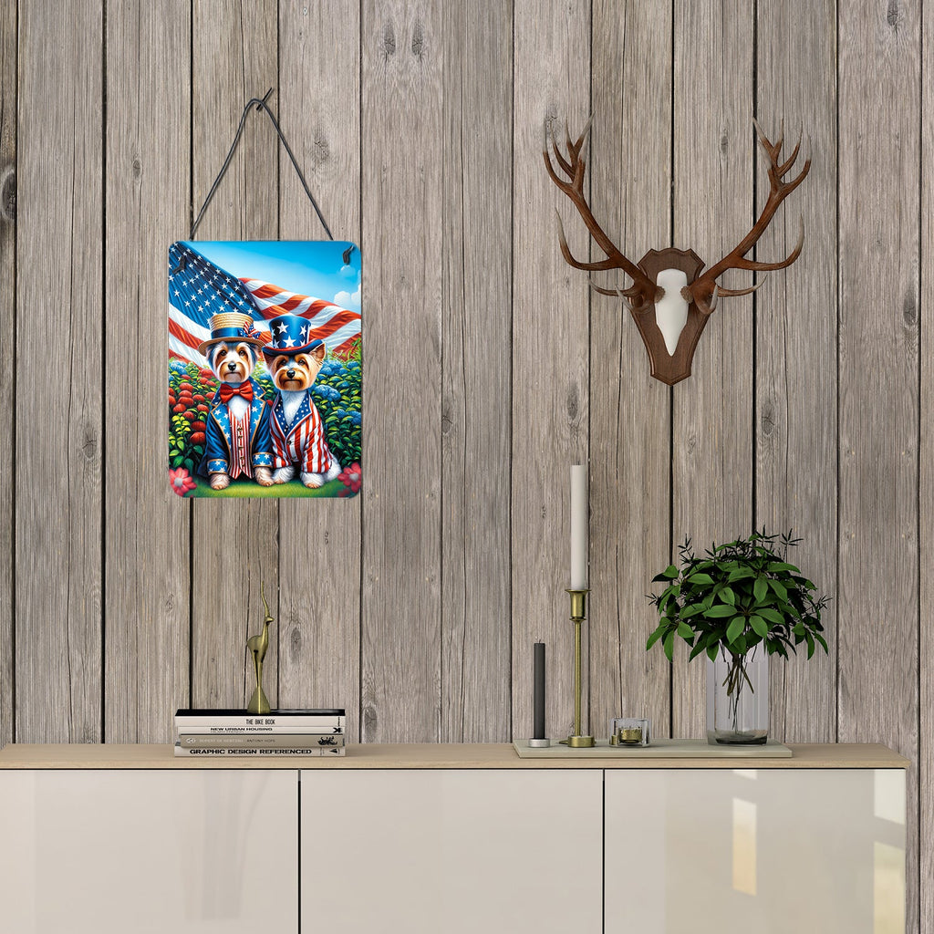 All American Silky Terrier Wall or Door Hanging Prints Aluminum Metal Sign Kitchen Wall Bar Bathroom Plaque Home Decor Front Door Plaque, 12x16, Multicolor
