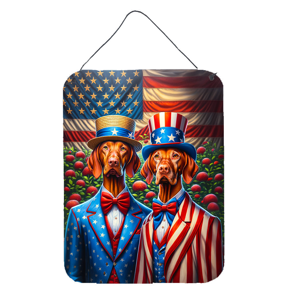 All American Vizsla Wall or Door Hanging Prints Aluminum Metal Sign Kitchen Wall Bar Bathroom Plaque Home Decor Front Door Plaque, 12x16, Multicolor