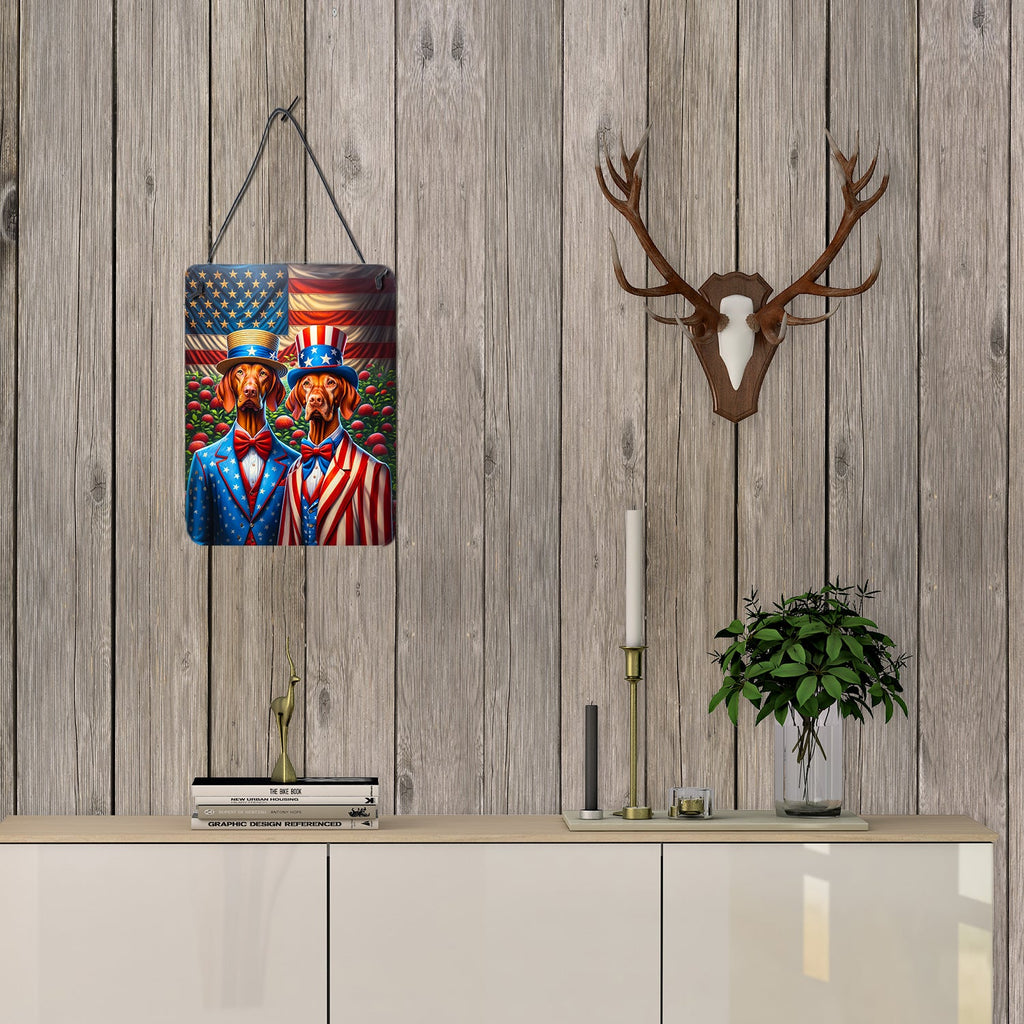 All American Vizsla Wall or Door Hanging Prints Aluminum Metal Sign Kitchen Wall Bar Bathroom Plaque Home Decor Front Door Plaque, 12x16, Multicolor