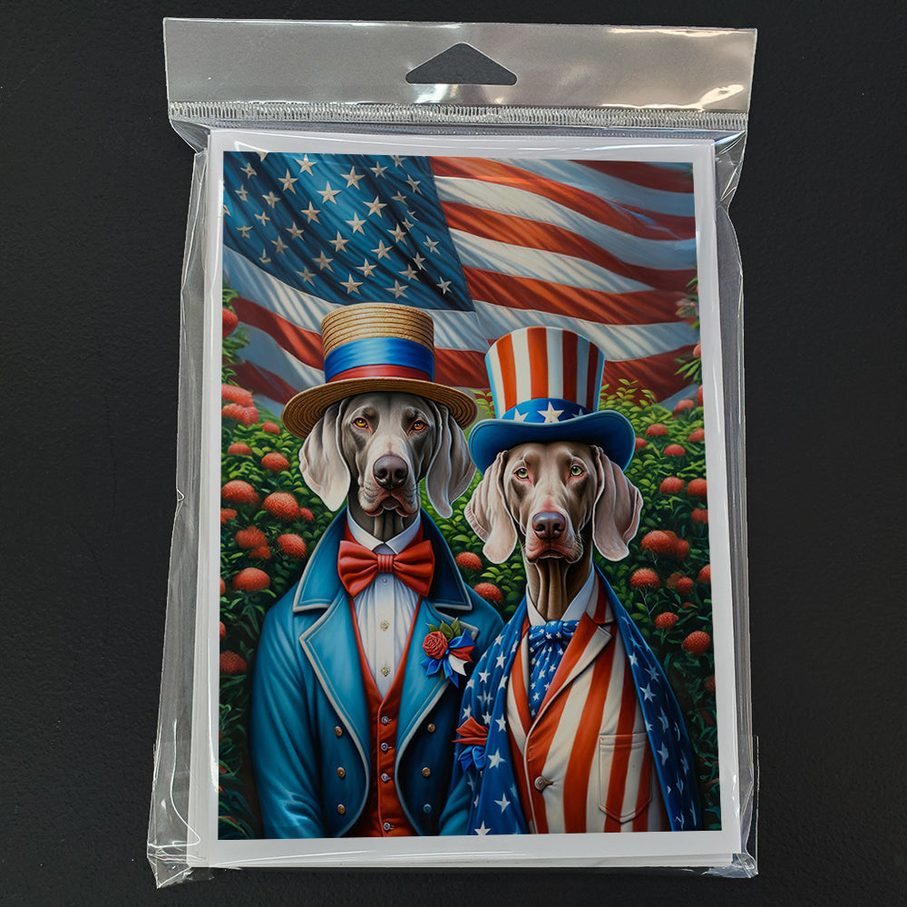 All American Weimaraner Greeting Cards Pack of 8 Blank Cards with Envelopes Whimsical A7 Size 5x7