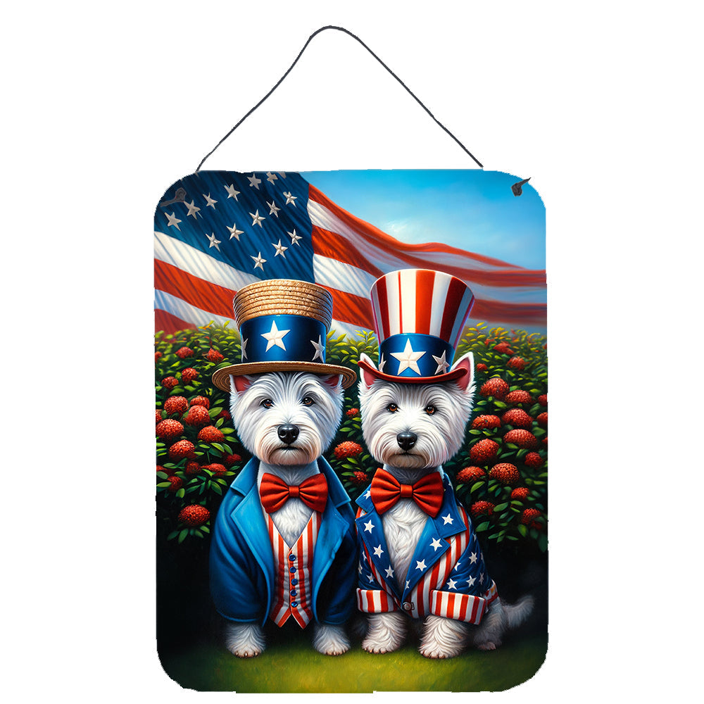 All American Westie Wall or Door Hanging Prints Aluminum Metal Sign Kitchen Wall Bar Bathroom Plaque Home Decor Front Door Plaque, 12x16, Multicolor