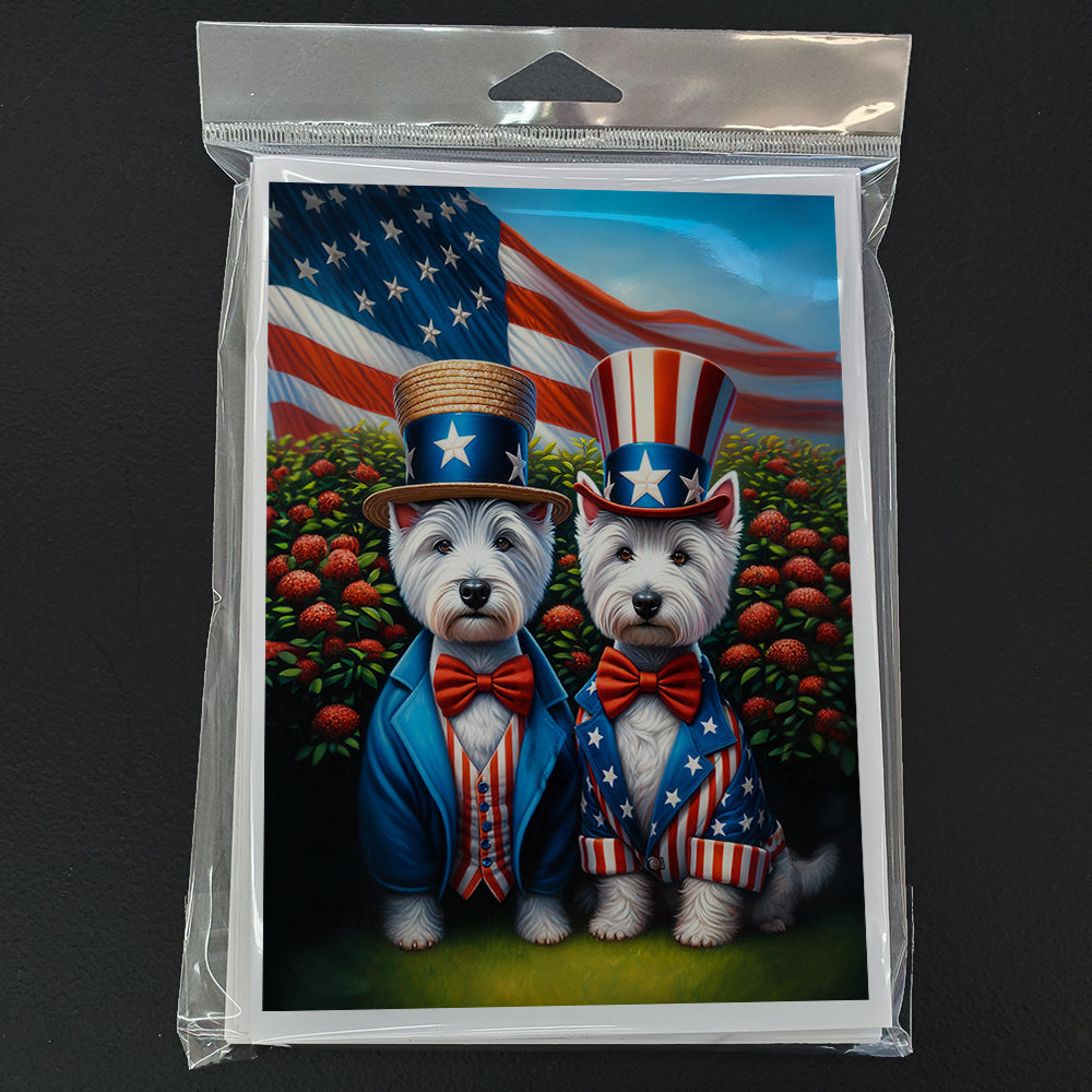 All American Westie Greeting Cards Pack of 8 Blank Cards with Envelopes Whimsical A7 Size 5x7