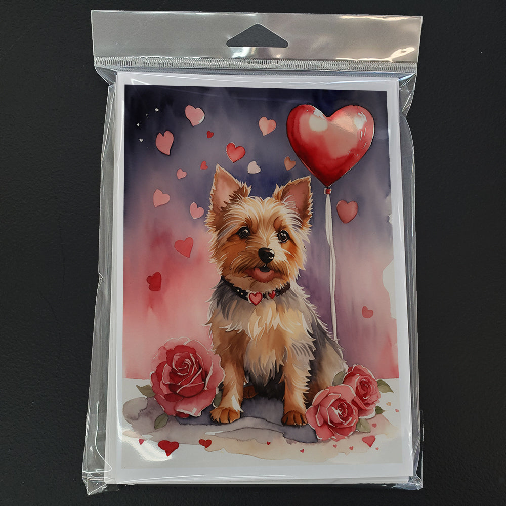 Australian Terrier Valentine Roses Greeting Cards Pack of 8 Blank Cards with Envelopes Whimsical A7 Size 5x7