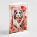 Bearded Collie Valentine Roses Greeting Cards Pack of 8 Blank Cards with Envelopes Whimsical A7 Size 5x7