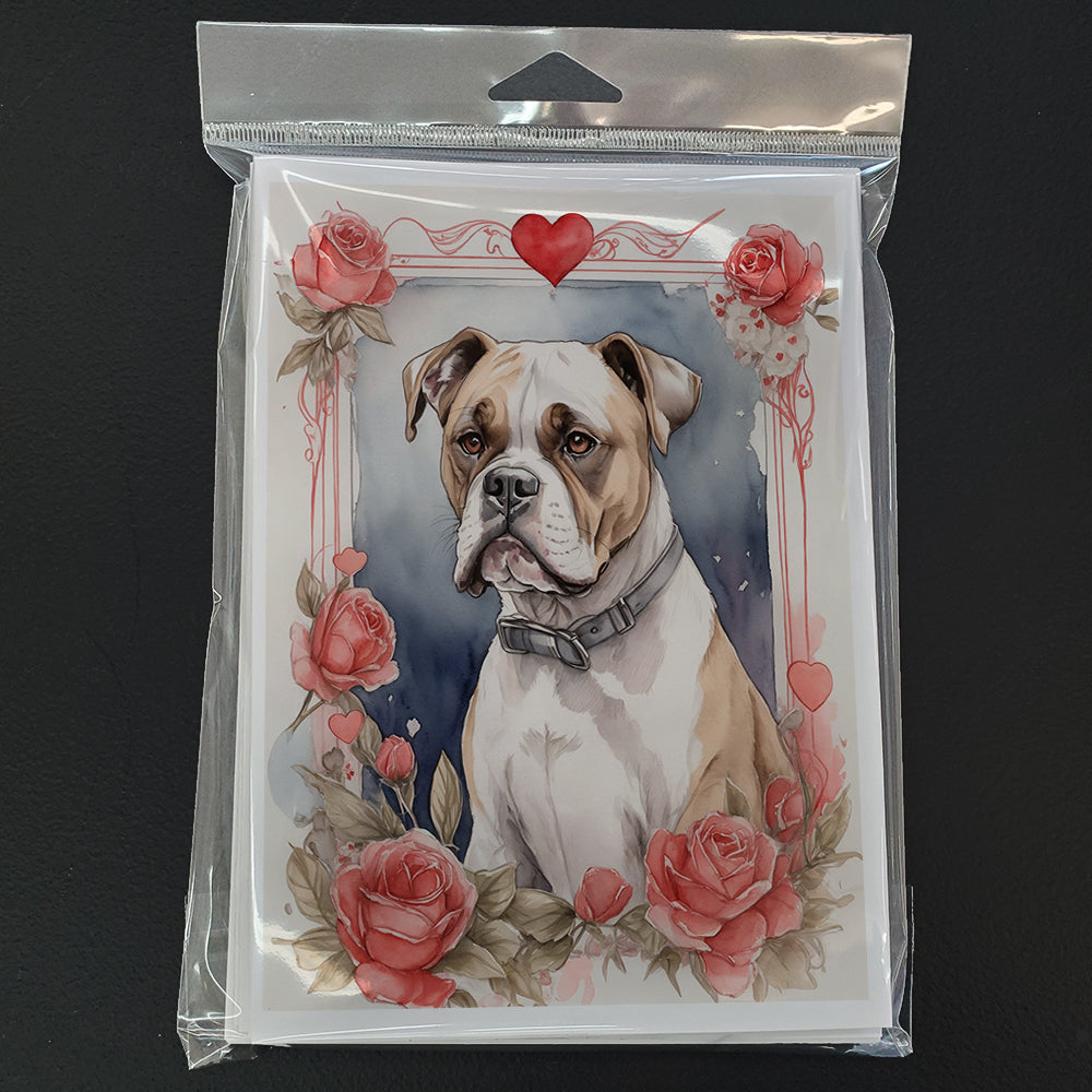 Boxer Valentine Roses Greeting Cards Pack of 8 Blank Cards with Envelopes Whimsical A7 Size 5x7