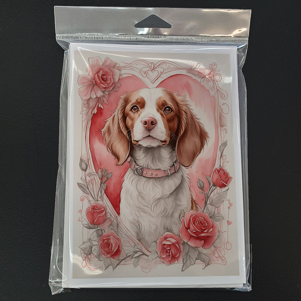 Brittany Valentine Roses Greeting Cards Pack of 8 Blank Cards with Envelopes Whimsical A7 Size 5x7