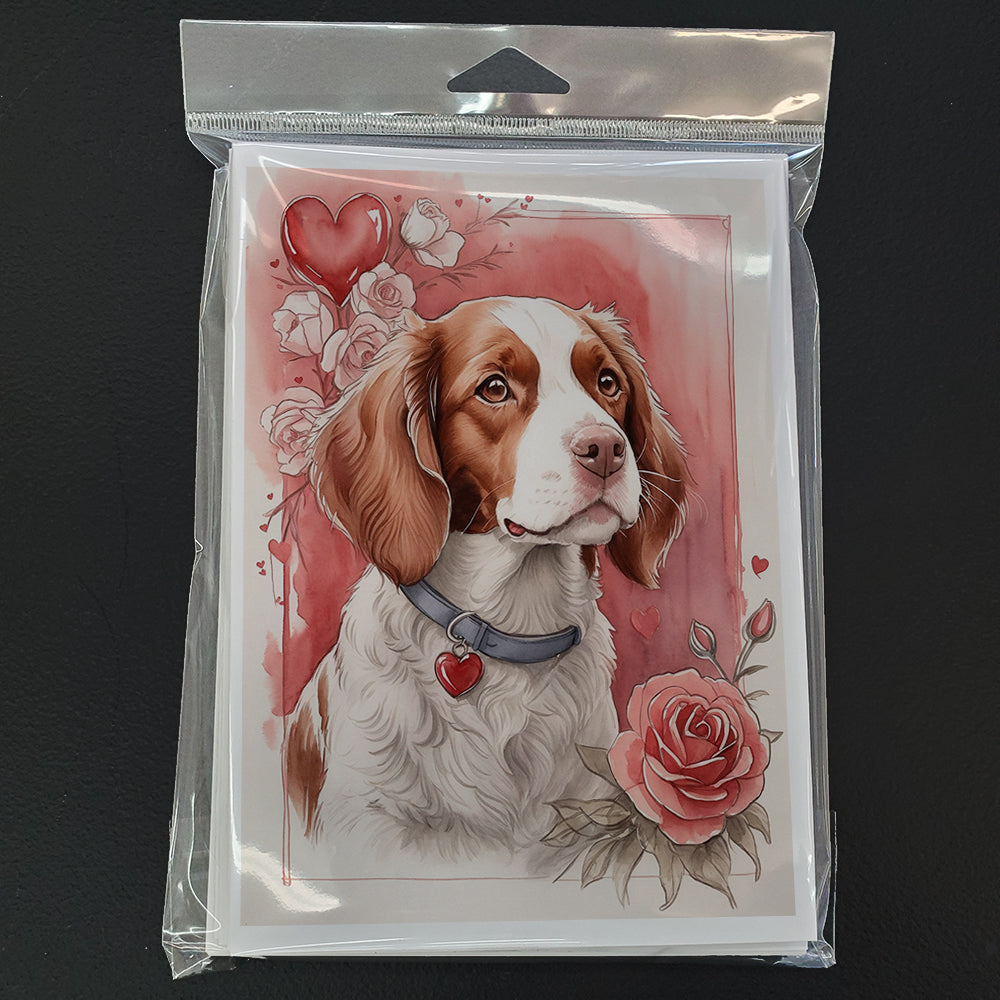 Brittany Valentine Roses Greeting Cards Pack of 8 Blank Cards with Envelopes Whimsical A7 Size 5x7