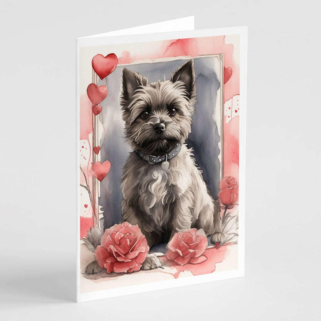 Cairn Terrier Valentine Roses Greeting Cards Pack of 8 Blank Cards with Envelopes Whimsical A7 Size 5x7