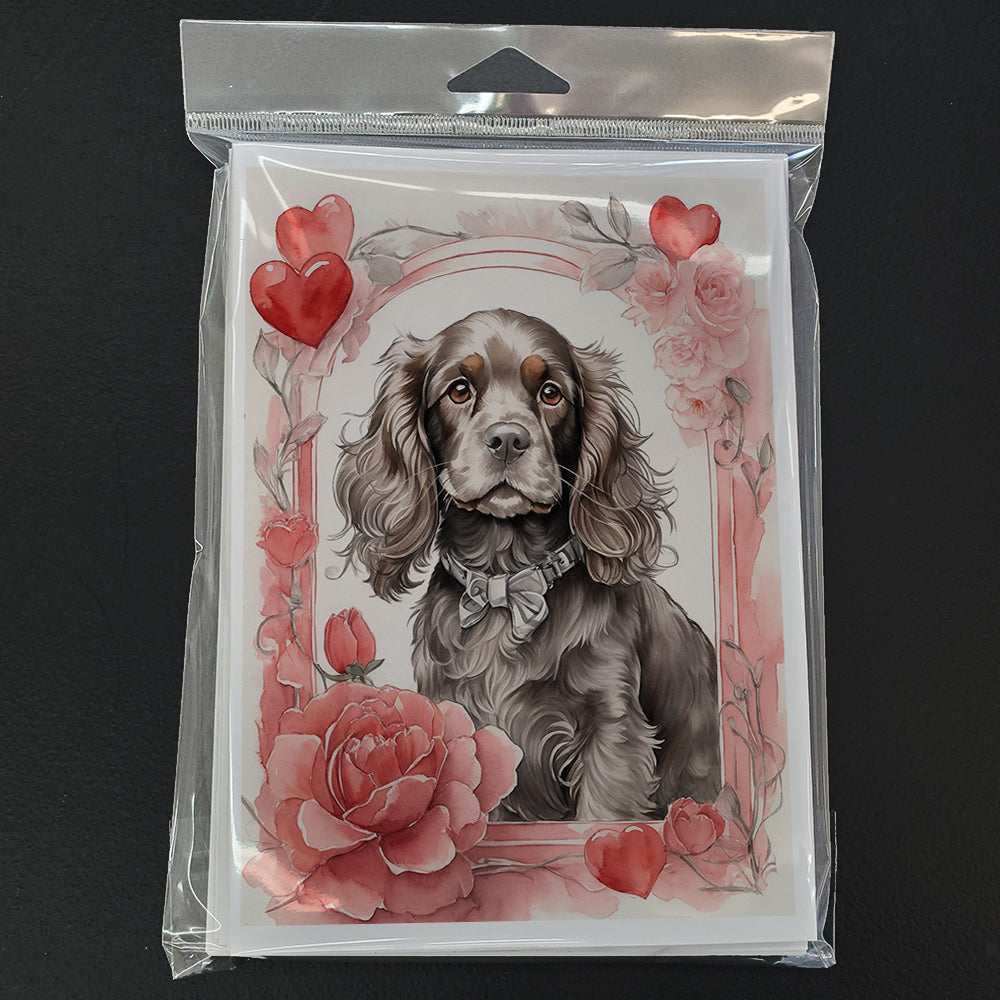 Cocker Spaniel Valentine Roses Greeting Cards Pack of 8 Blank Cards with Envelopes Whimsical A7 Size 5x7