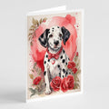 Dalmatian Valentine Roses Greeting Cards Pack of 8 Blank Cards with Envelopes Whimsical A7 Size 5x7