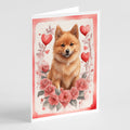 Finnish Spitz Valentine Roses Greeting Cards Pack of 8 Blank Cards with Envelopes Whimsical A7 Size 5x7