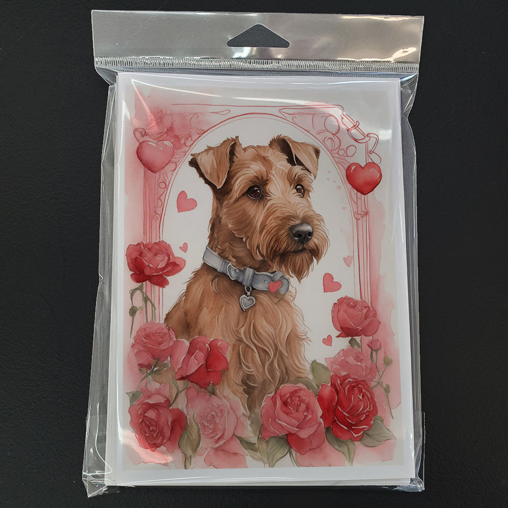 Irish Terrier Valentine Roses Greeting Cards Pack of 8 Blank Cards with Envelopes Whimsical A7 Size 5x7