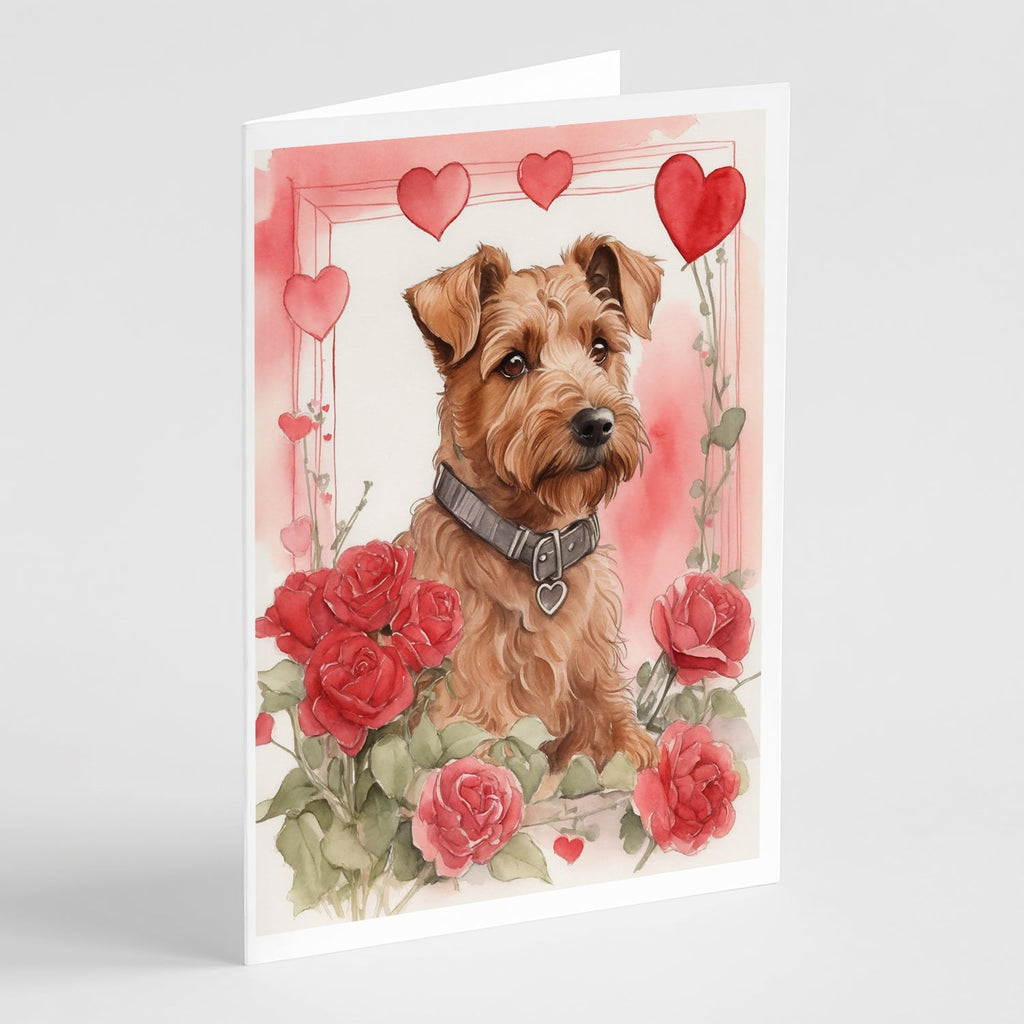 Irish Terrier Valentine Roses Greeting Cards Pack of 8 Blank Cards with Envelopes Whimsical A7 Size 5x7