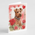 Irish Terrier Valentine Roses Greeting Cards Pack of 8 Blank Cards with Envelopes Whimsical A7 Size 5x7
