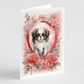 Japanese Chin Valentine Roses Greeting Cards Pack of 8 Blank Cards with Envelopes Whimsical A7 Size 5x7