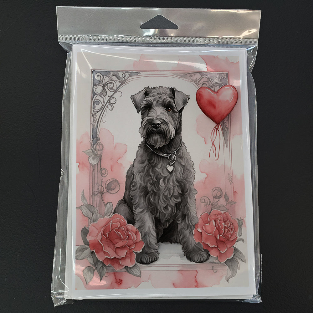 Kerry Blue Terrier Valentine Roses Greeting Cards Pack of 8 Blank Cards with Envelopes Whimsical A7 Size 5x7