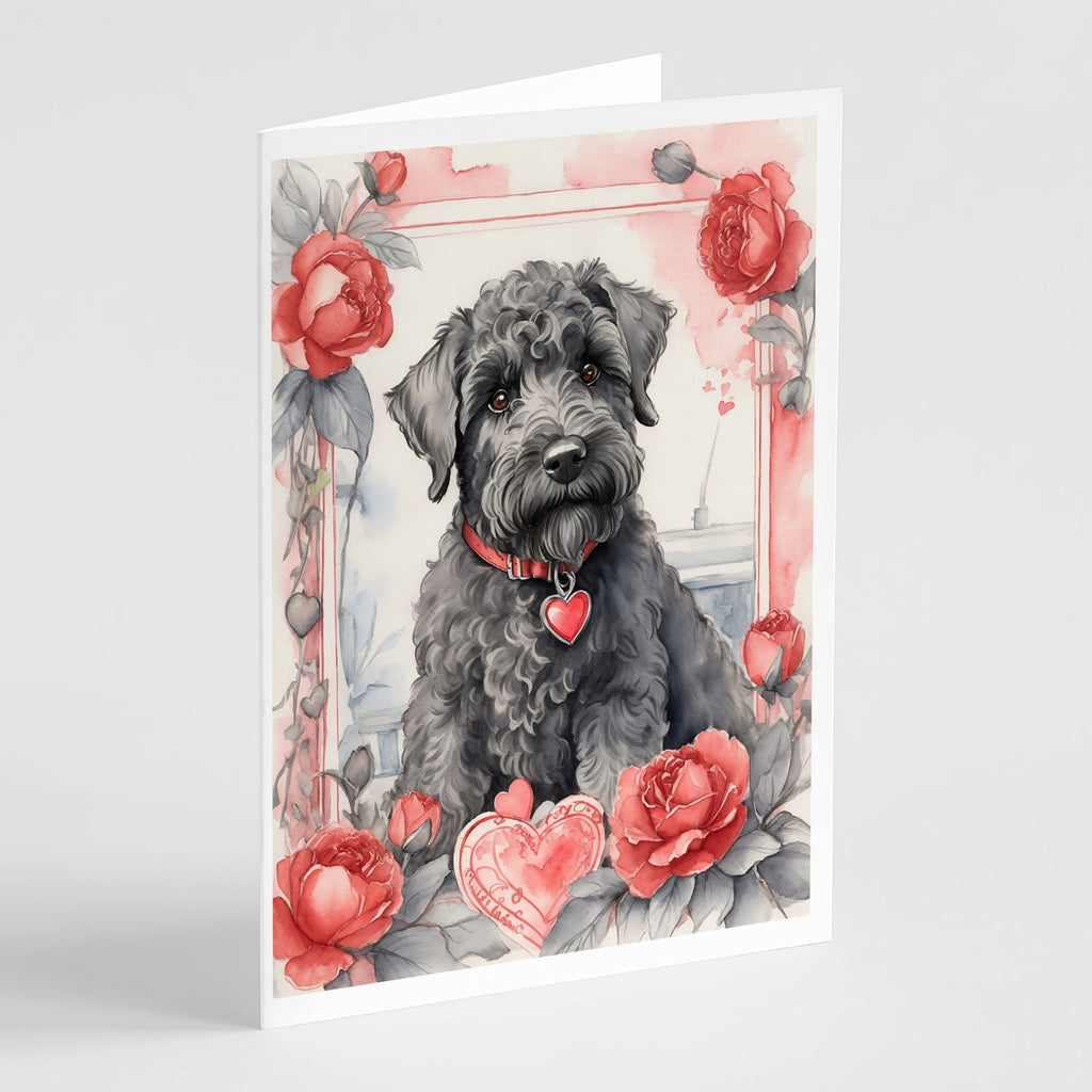 Kerry Blue Terrier Valentine Roses Greeting Cards Pack of 8 Blank Cards with Envelopes Whimsical A7 Size 5x7