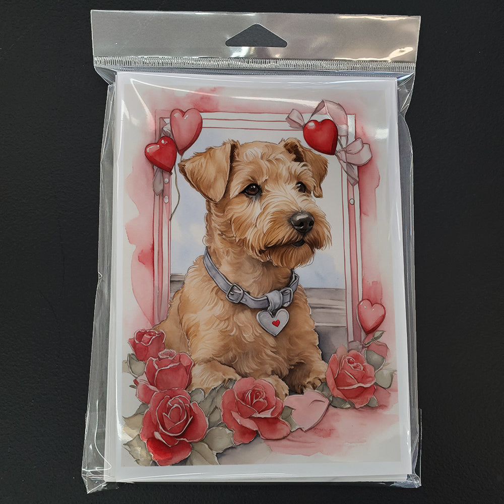 Lakeland Terrier Valentine Roses Greeting Cards Pack of 8 Blank Cards with Envelopes Whimsical A7 Size 5x7