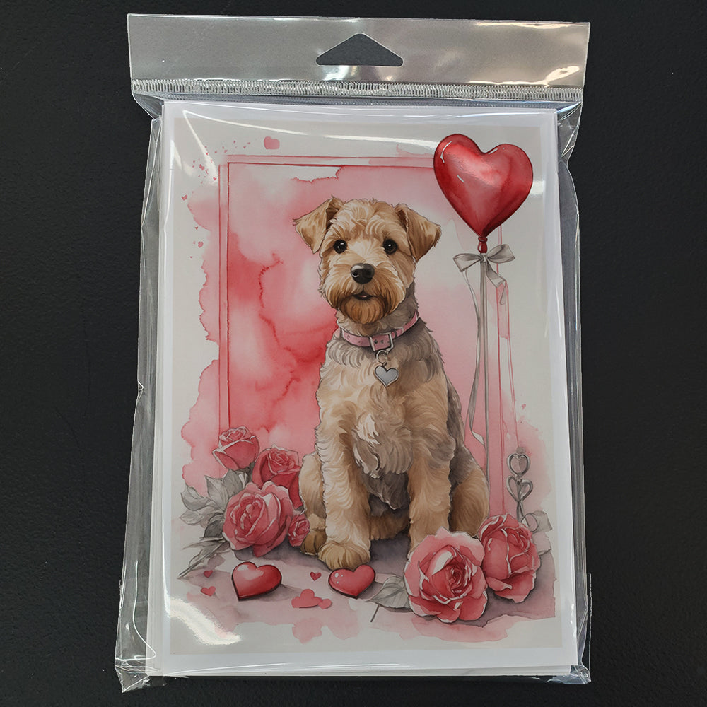 Lakeland Terrier Valentine Roses Greeting Cards Pack of 8 Blank Cards with Envelopes Whimsical A7 Size 5x7