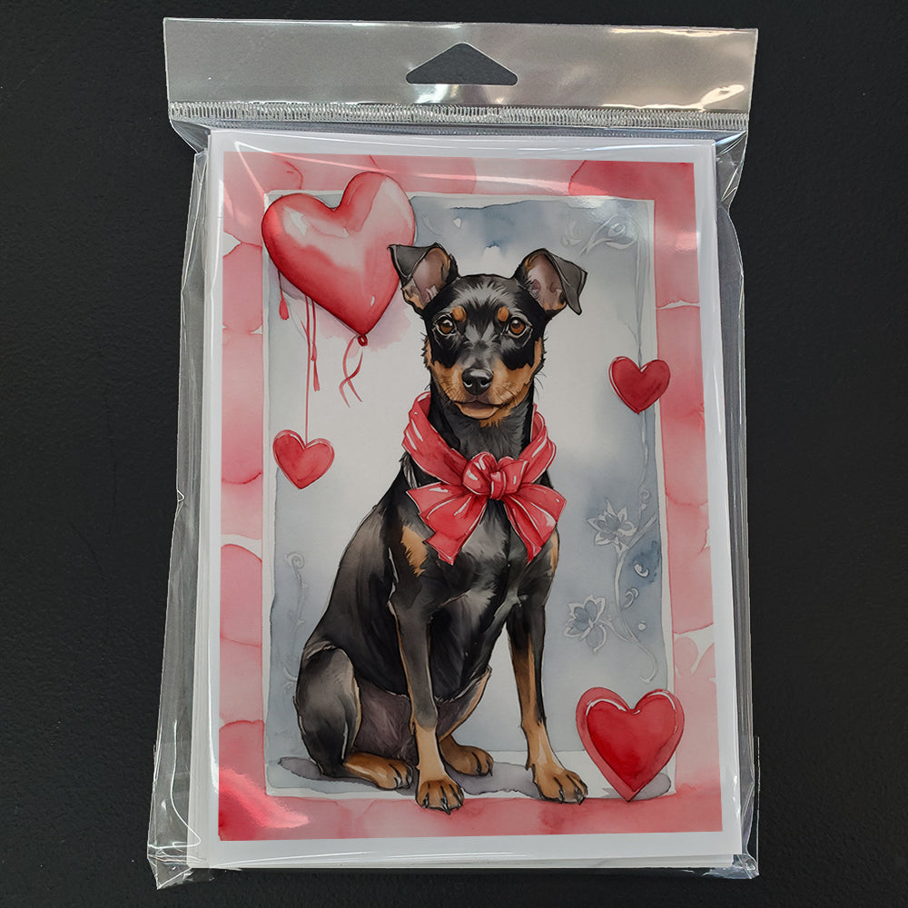 Manchester Terrier Valentine Roses Greeting Cards Pack of 8 Blank Cards with Envelopes Whimsical A7 Size 5x7