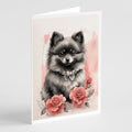 Black Pomeranian Valentine Roses Greeting Cards Pack of 8 Blank Cards with Envelopes Whimsical A7 Size 5x7
