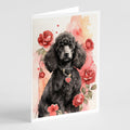 Poodle Valentine Roses Greeting Cards Pack of 8 Blank Cards with Envelopes Whimsical A7 Size 5x7