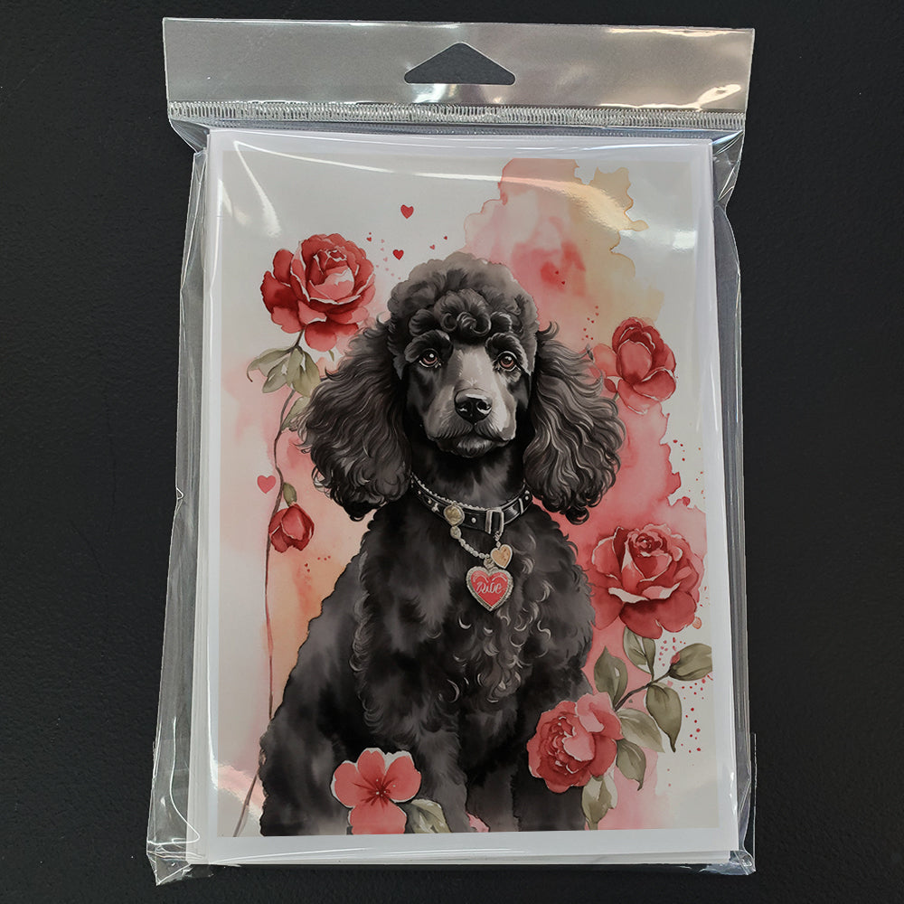 Poodle Valentine Roses Greeting Cards Pack of 8 Blank Cards with Envelopes Whimsical A7 Size 5x7