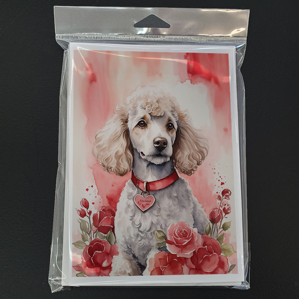 Poodle Valentine Roses Greeting Cards Pack of 8 Blank Cards with Envelopes Whimsical A7 Size 5x7