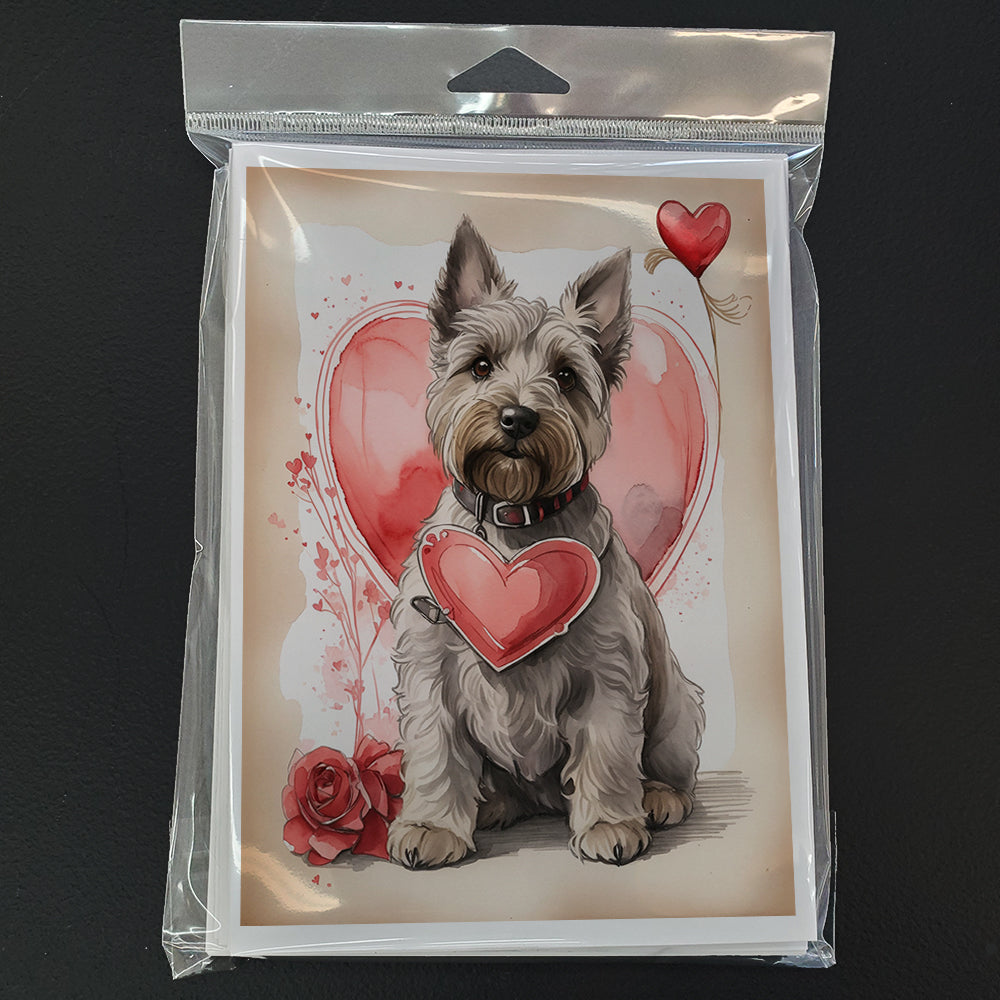 Scottish Terrier Valentine Roses Greeting Cards Pack of 8 Blank Cards with Envelopes Whimsical A7 Size 5x7