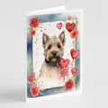 Scottish Terrier Valentine Roses Greeting Cards Pack of 8 Blank Cards with Envelopes Whimsical A7 Size 5x7