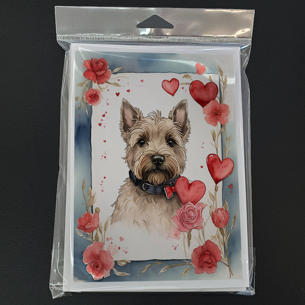 Scottish Terrier Valentine Roses Greeting Cards Pack of 8 Blank Cards with Envelopes Whimsical A7 Size 5x7