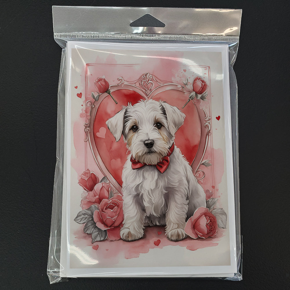 Sealyham Terrier Valentine Roses Greeting Cards Pack of 8 Blank Cards with Envelopes Whimsical A7 Size 5x7
