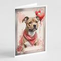 Staffordshire Bull Terrier Valentine Roses Greeting Cards Pack of 8 Blank Cards with Envelopes Whimsical A7 Size 5x7