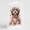 Tibetan Terrier Valentine Roses Greeting Cards Pack of 8 Blank Cards with Envelopes Whimsical A7 Size 5x7