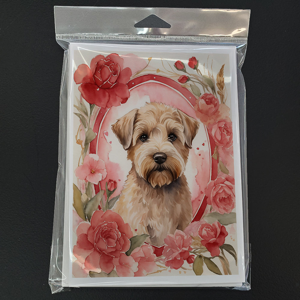 Wheaten Terrier Valentine Roses Greeting Cards Pack of 8 Blank Cards with Envelopes Whimsical A7 Size 5x7
