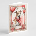 Whippet Valentine Roses Greeting Cards Pack of 8 Blank Cards with Envelopes Whimsical A7 Size 5x7