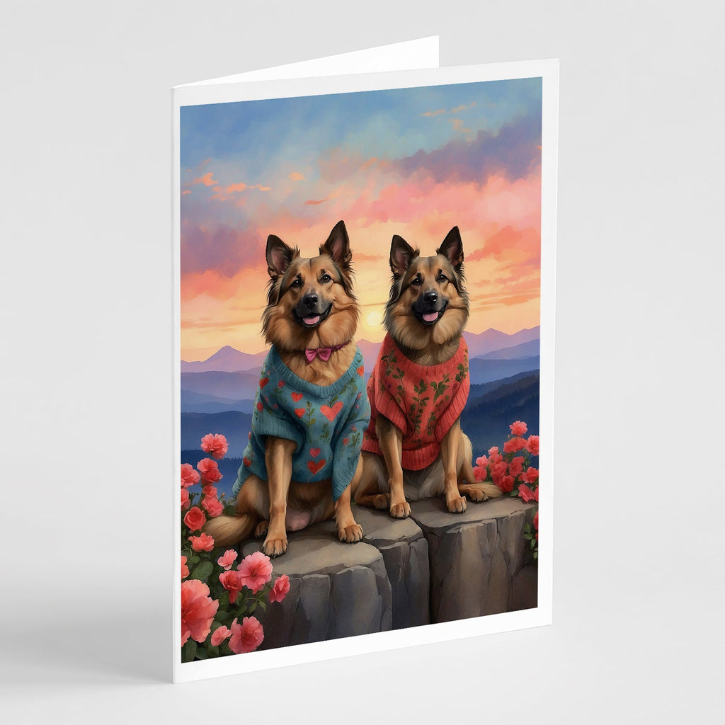 Belgian Tervuren Two Hearts Greeting Cards Pack of 8 Blank Cards with Envelopes Whimsical A7 Size 5x7