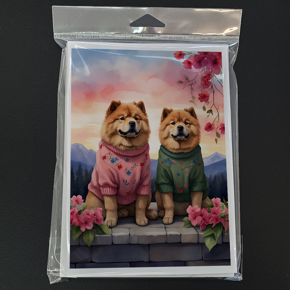 Chow Chow Two Hearts Greeting Cards Pack of 8 Blank Cards with Envelopes Whimsical A7 Size 5x7